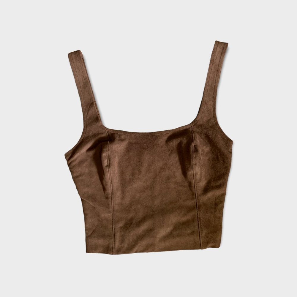 NEW Abercrombie & Fitch Faux Suede Squareneck Top